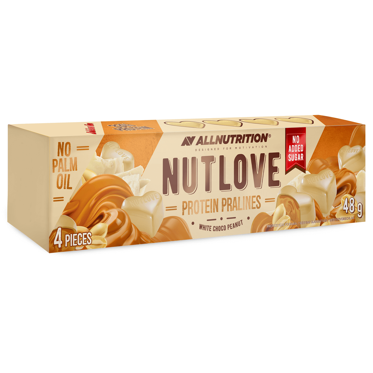 Läs mer om AllNutrition NutLove Protein Praliner - White Choco Peanuts 48g