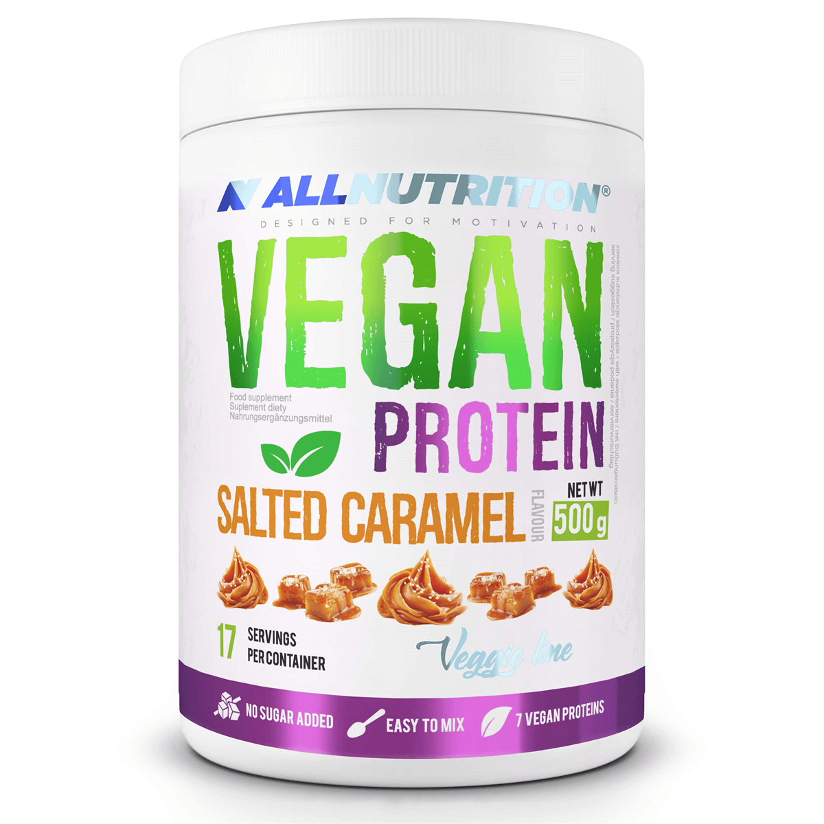 Läs mer om AllNutrition Vegan Protein Salted Caramel 500g