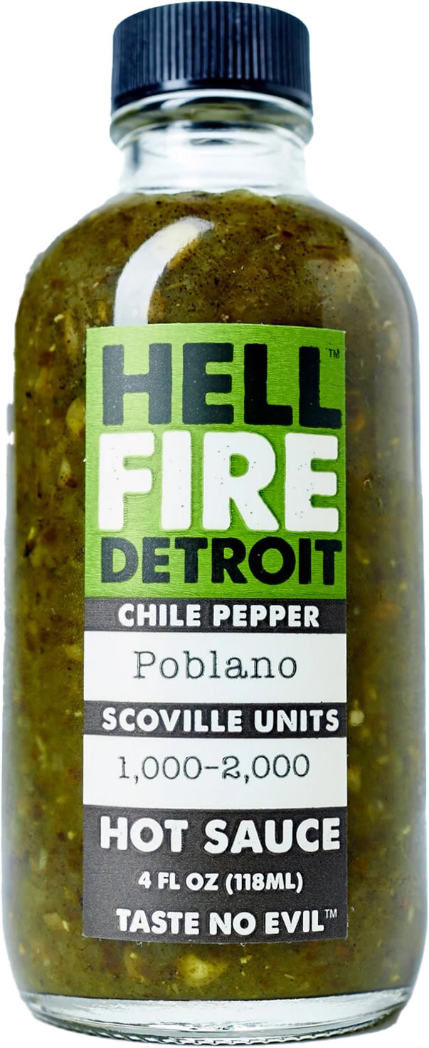 Hell Fire Detroit Poblano Hot Sauce 118ml