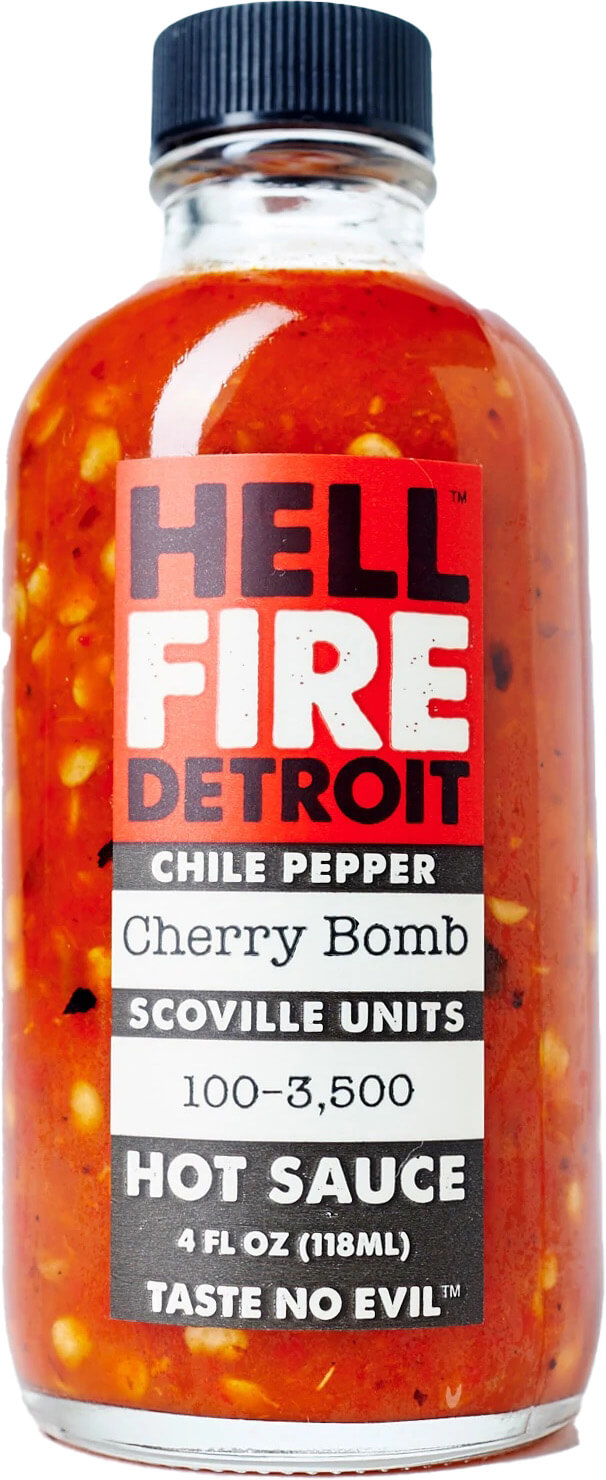 Läs mer om Hell Fire Detroit Cherry Bomb Hot Sauce 118ml