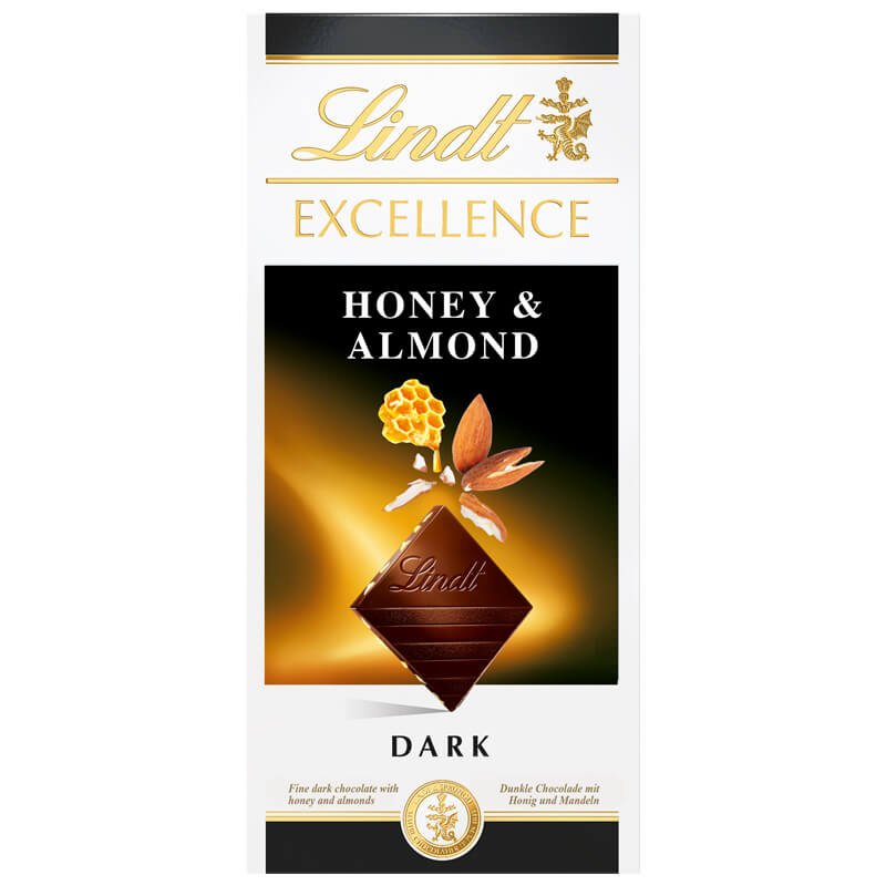 Läs mer om Lindt Excellence Honey & Almond Dark 100g