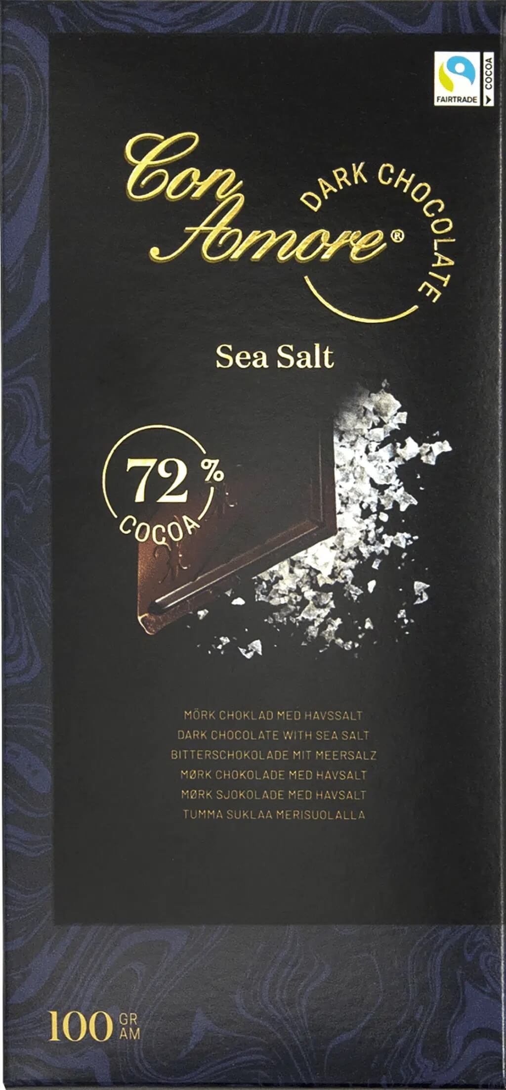 Con Amore Dark Chocolate 72% Sea Salt  100g