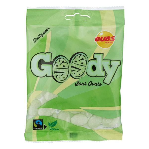 Läs mer om Bubs Goody Fruity Pear Sour Ovals 90g