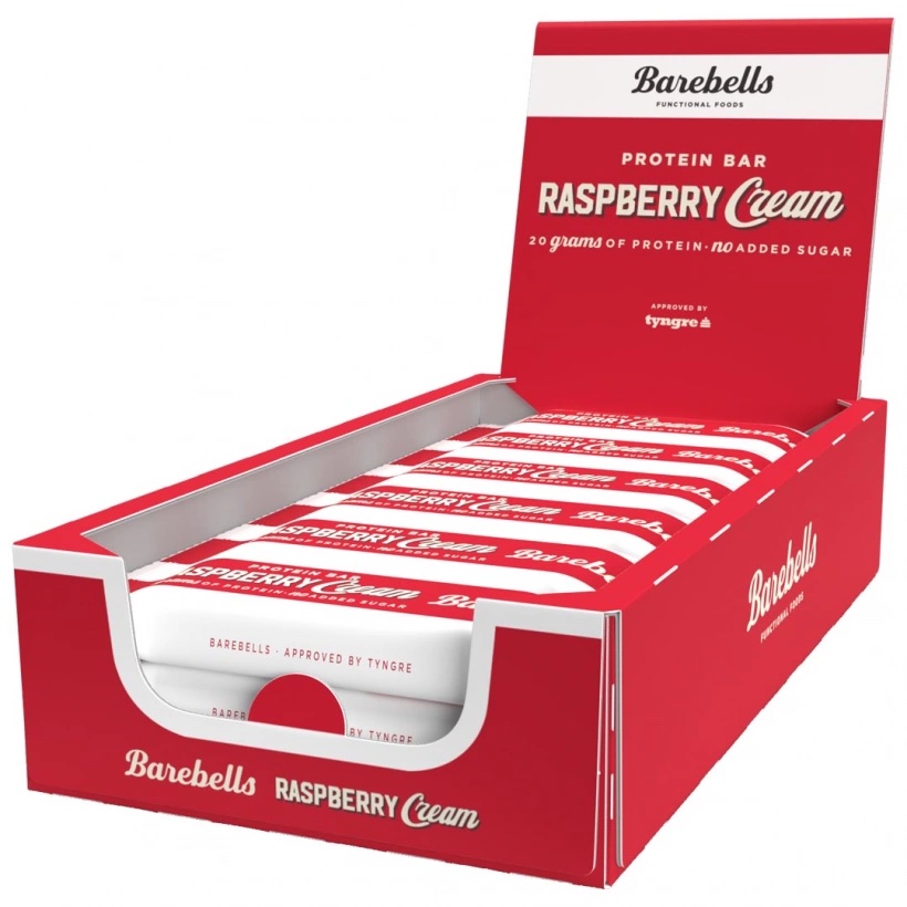 Läs mer om Barebells Protein Bar - Raspberry Cream 55g x 12st