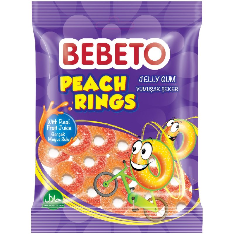 Läs mer om Bebeto Peach Rings 80g