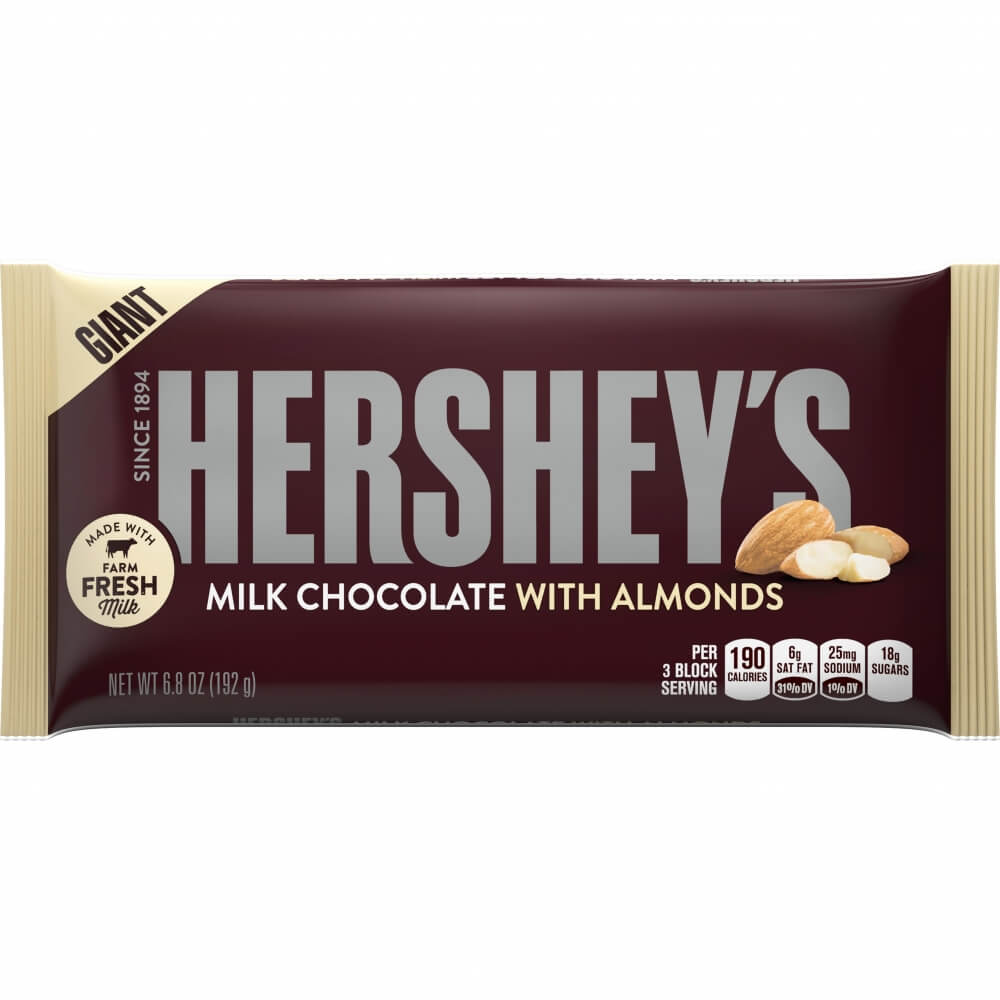 Läs mer om Hersheys Giant Milk Chocolate with Almonds 192g