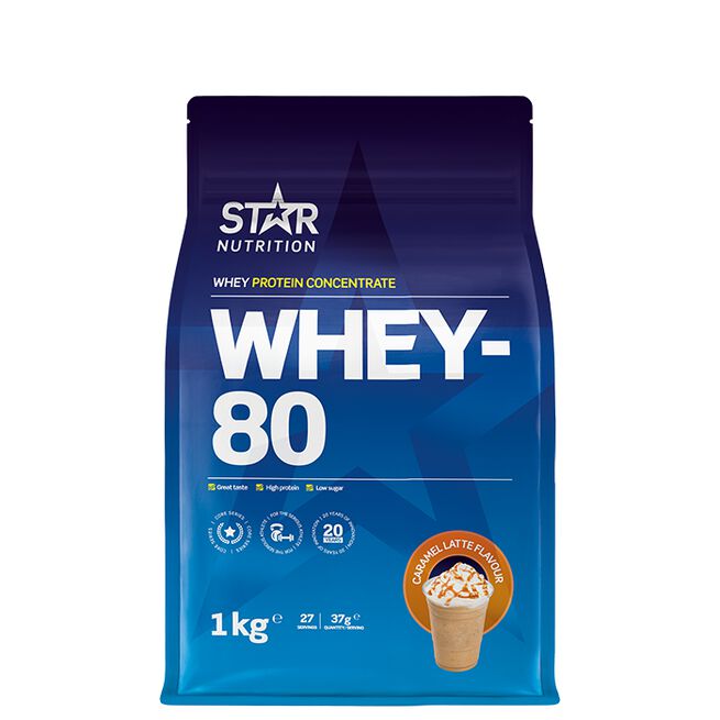 Läs mer om Star Nutrition Whey-80 Caramel Latte 1kg