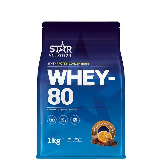 Läs mer om Star Nutrition Whey-80 Chocolate Orange 1kg