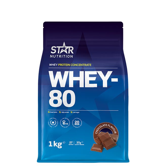 Läs mer om Star Nutrition Whey-80 Chocolate 1kg