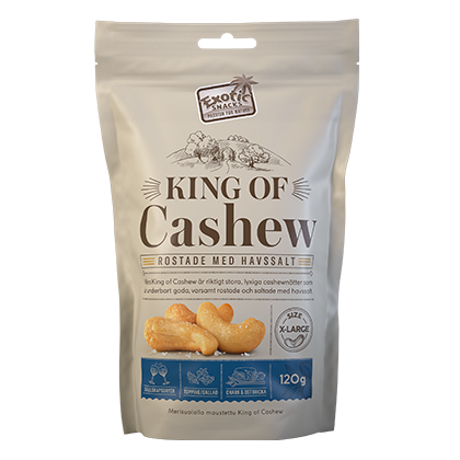 Läs mer om Exotic Snacks King Of Cashew Rostade Med Havssalt 120g