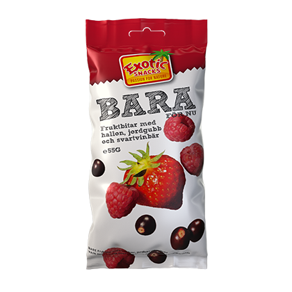 Läs mer om Exotic Snacks BARA Jordgubbar, Hallon & Svartvinbär 55g