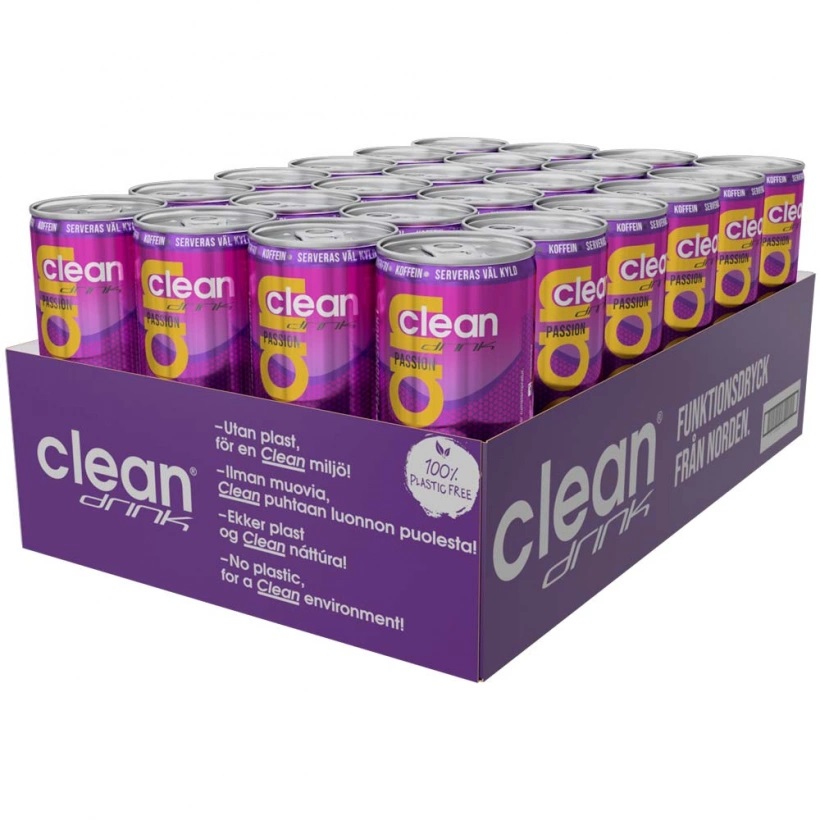 Clean Drink - Passion 33cl x 24st (helt flak)
