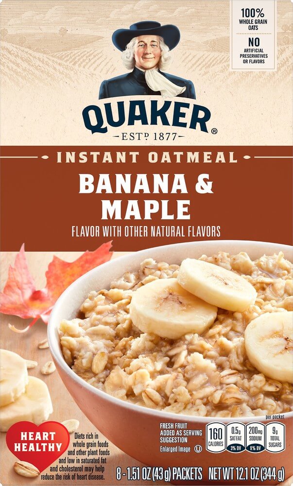 Läs mer om Quaker Instant Oatmeal Banana & Maple 344g