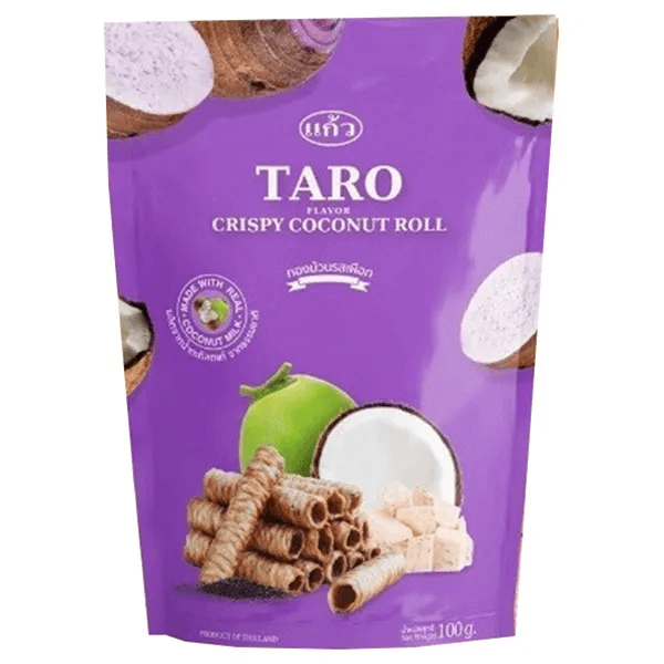 Läs mer om Kaew Crispy Coconut Roll Taro 100g