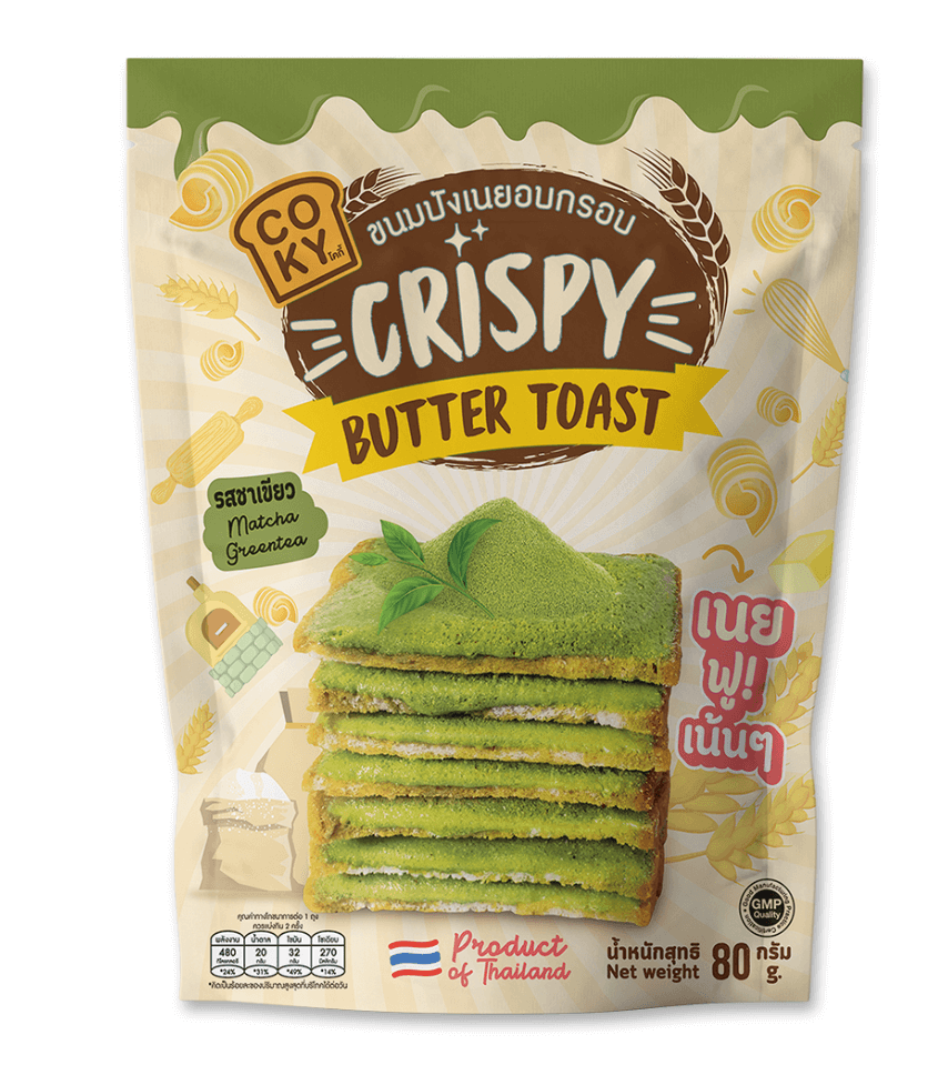 Läs mer om Coky Crispy Butter Toast Matcha Green Tea 80g