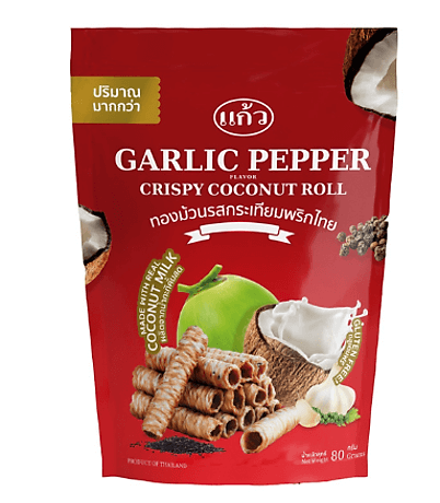 Läs mer om Kaew Crispy Roll Coconut Garlic Pepper 100g