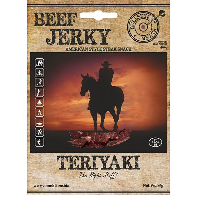 Läs mer om Bullseye Meats - Beef Jerky Teriyaki 50g