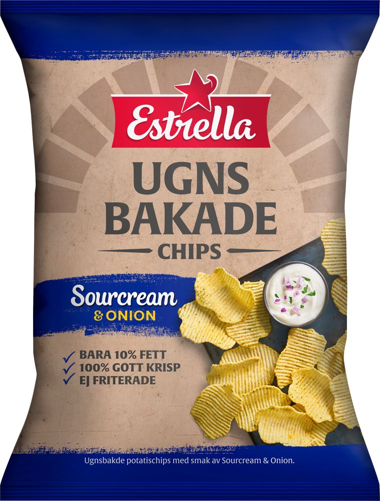 Estrella Ugnsbakade Sour Cream &amp; Onion 125g