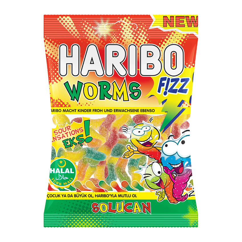 Läs mer om Haribo Worms Fizz 70g