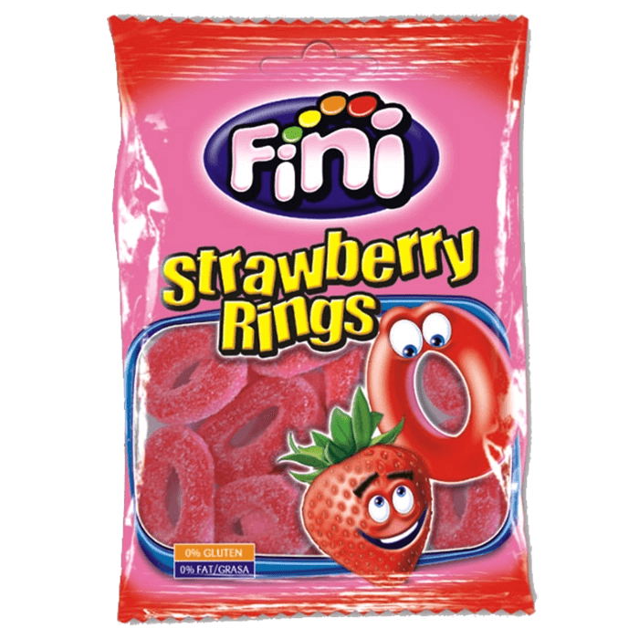 Fini Strawberry Bites Gummy Candy – Cream Filled Mini Tubes 90g Bag – German Style