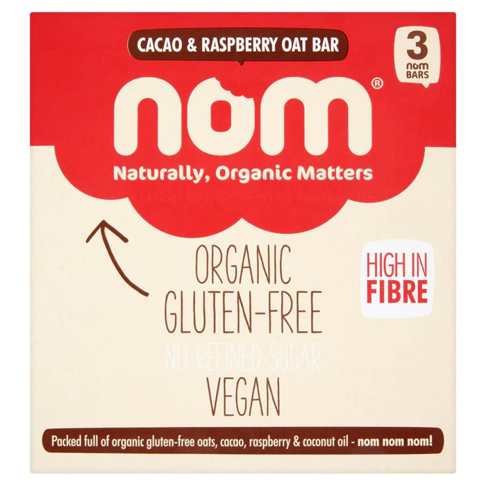 Nom Organic Oat Bar Cacao & Raspberry 3-Pack 120g