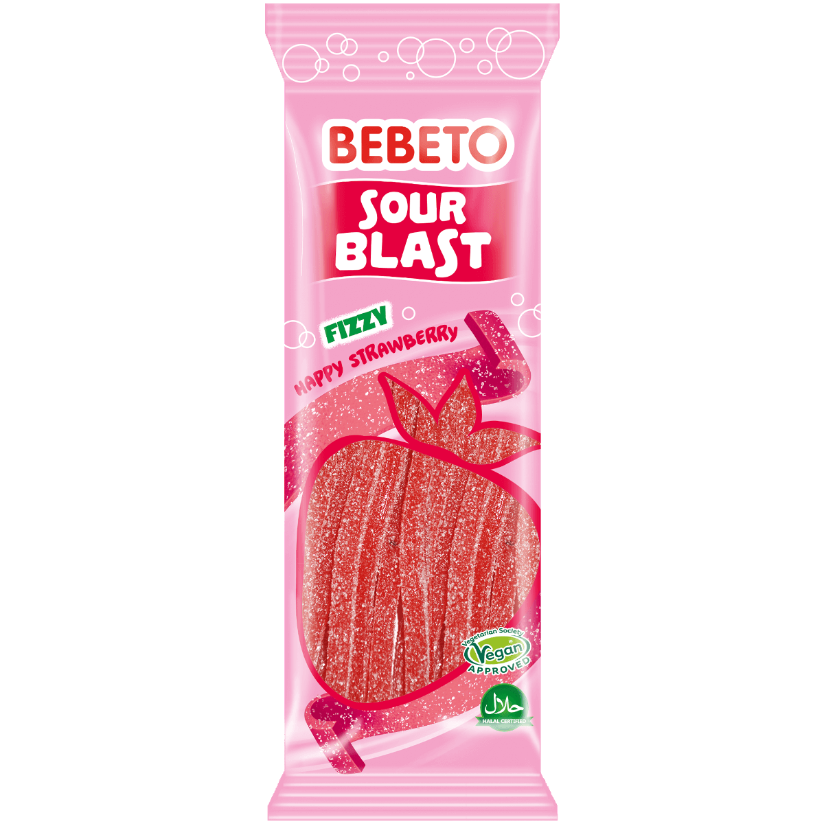 Läs mer om Bebeto Sour Blast - Fizzy Strawberry 180g