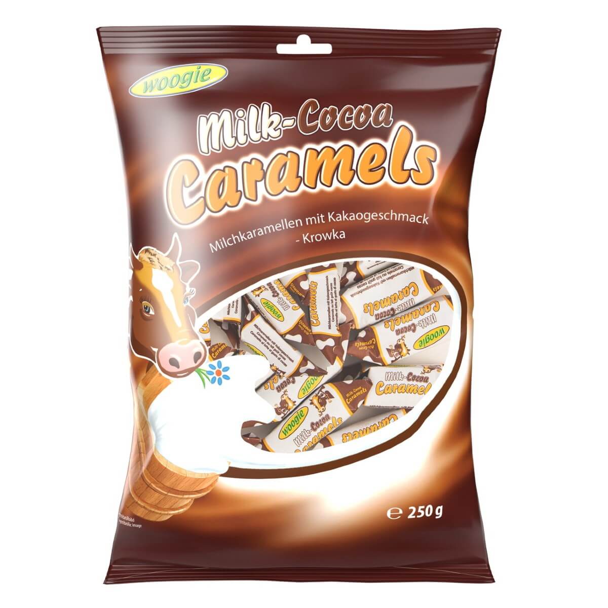 Läs mer om Woogie Milk Caramels Cacao 250g