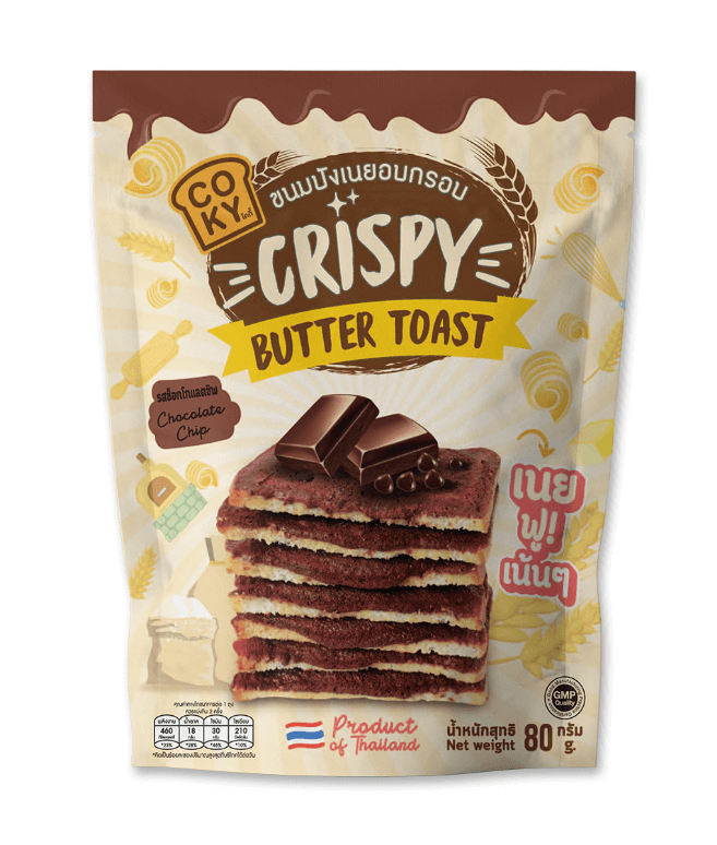 Läs mer om Coky Crispy Butter Toast Chocolate Chip 80g