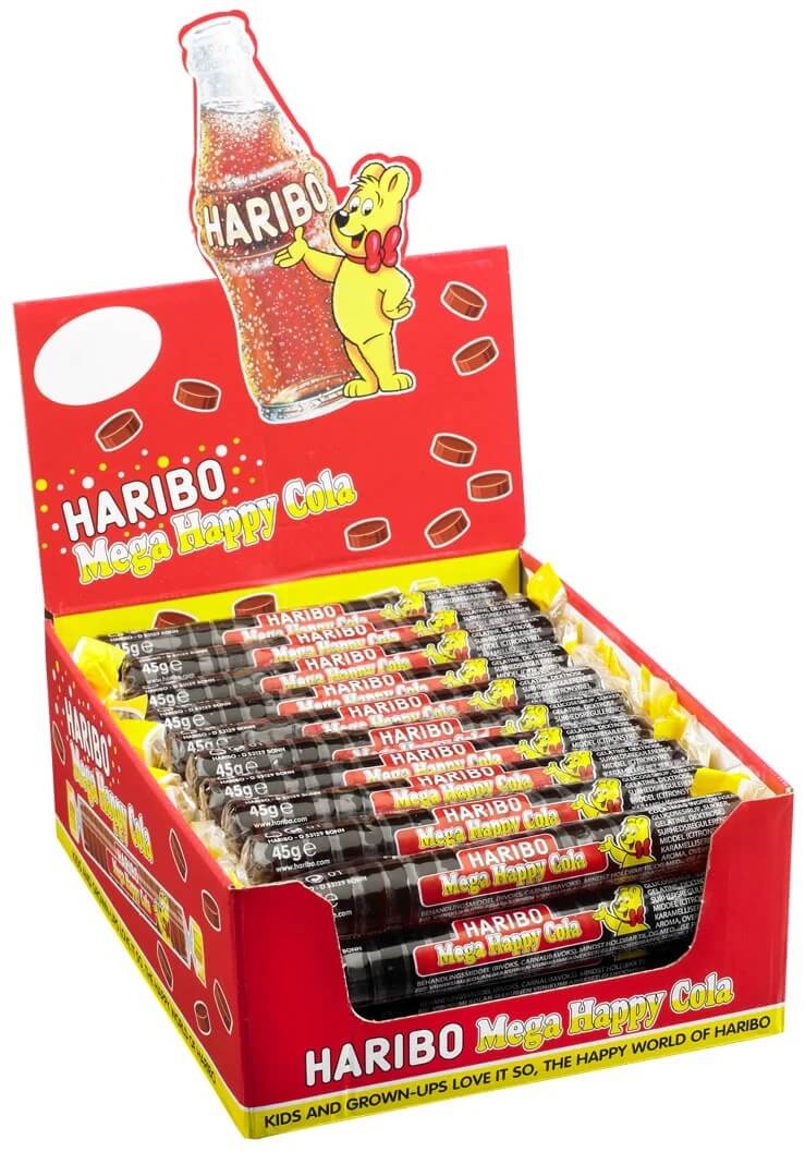 Haribo Mega Roulette Happy Cola 45g x 40st (hel låda)