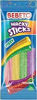 Läs mer om Bebeto Wacky Sticks - Tutti Frutti Fizzy 75g