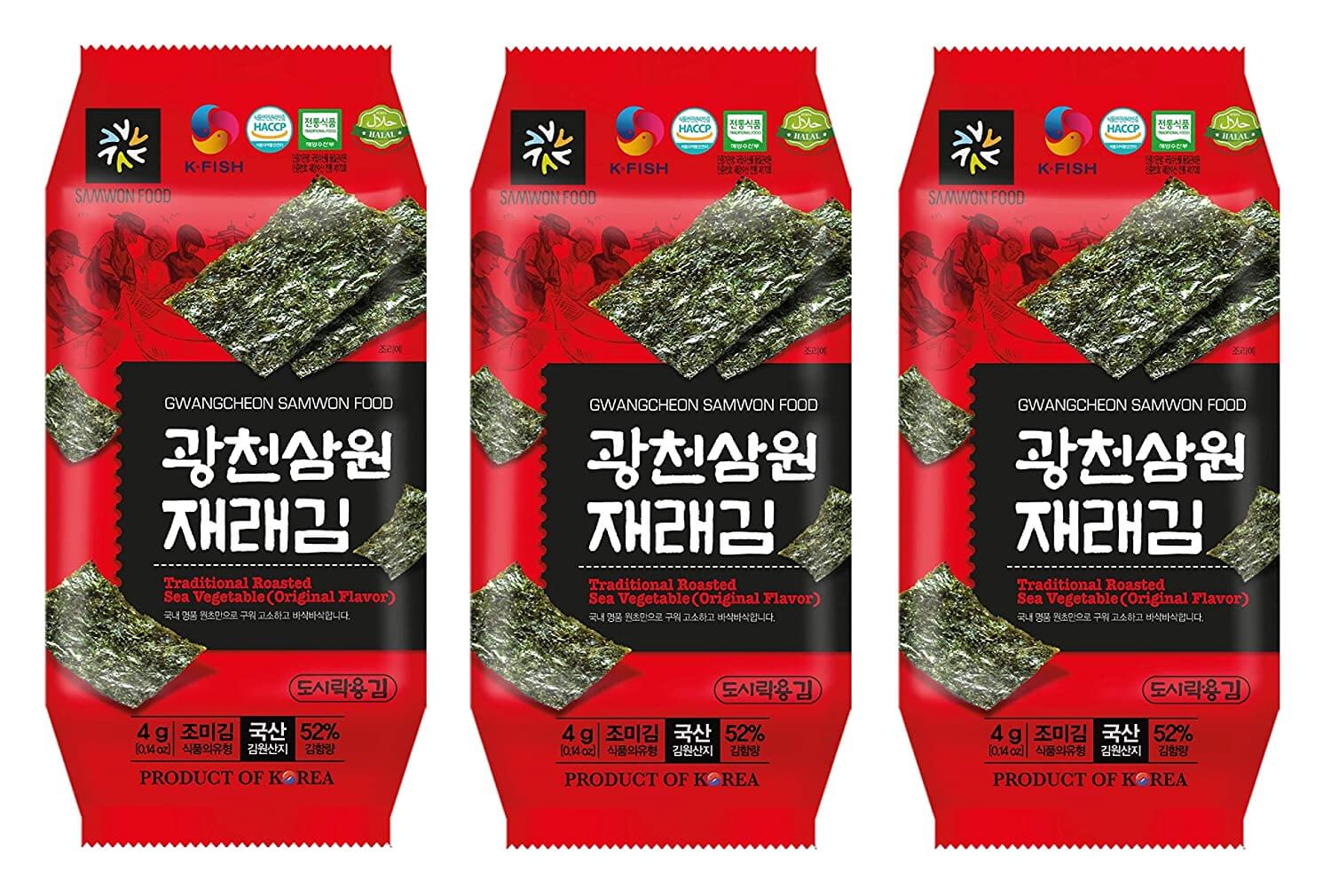 Läs mer om Gwangcheon Rostat Sjögräs Snacks 3-Pack 12g