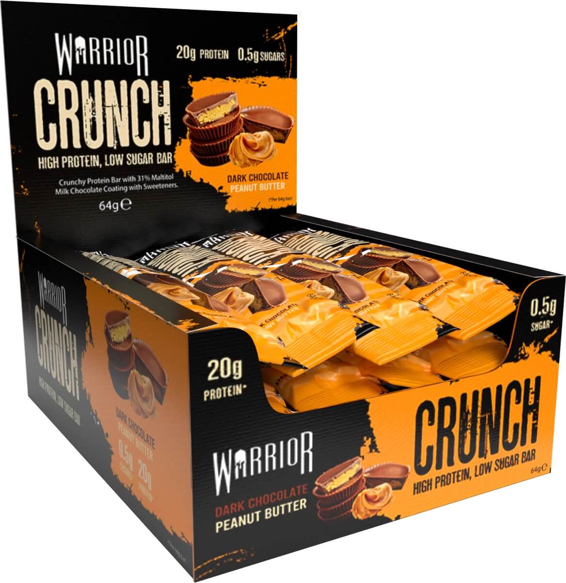 Warrior Crunch Proteinbar - Dark Chocolate Peanut 64g x 12st