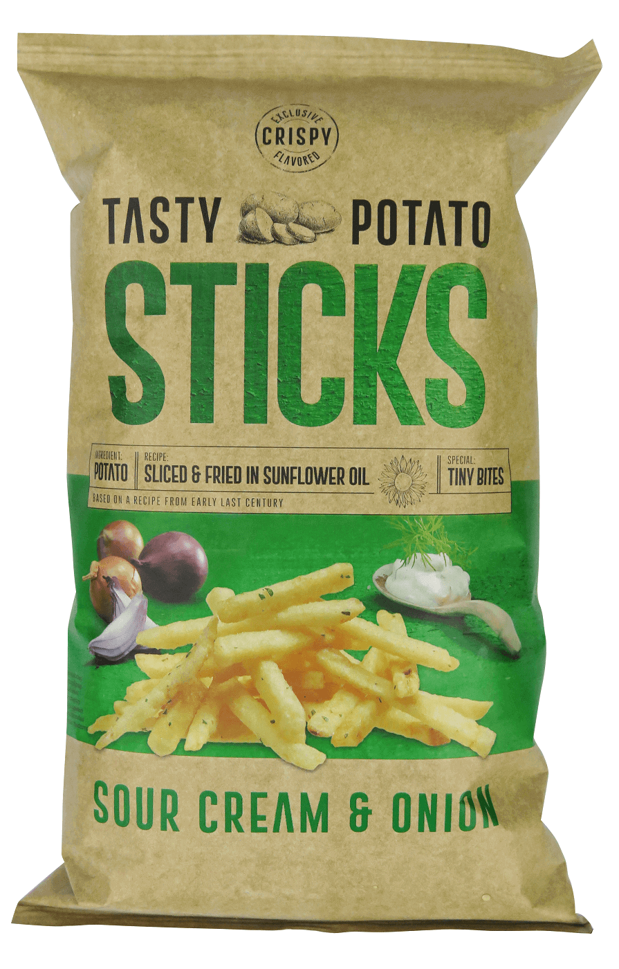 Tasty Potato Sticks Sourcream & Onion 125g | Snacks - Chips | Gottegrisen
