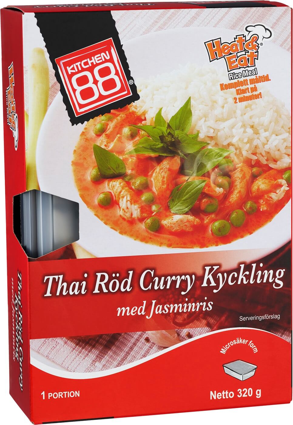 Läs mer om Kitchen 88 - Thai Röd Curry Kyckling med Ris 320g