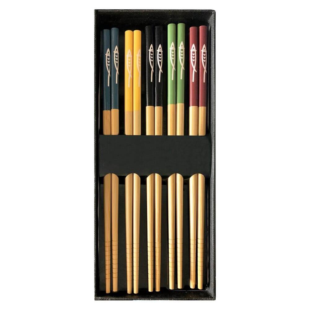 Läs mer om Ätpinnar Bambu Blandade Färger 5-pack