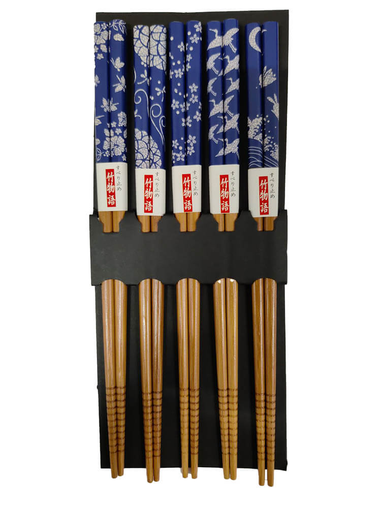 Ätpinnar Bambu Blå-Vit 5-pack