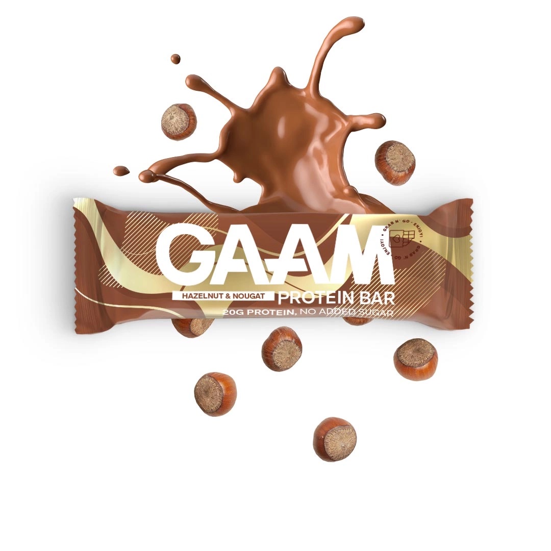 Läs mer om GAAM Protein bar Hazelnut & Nougat 55g