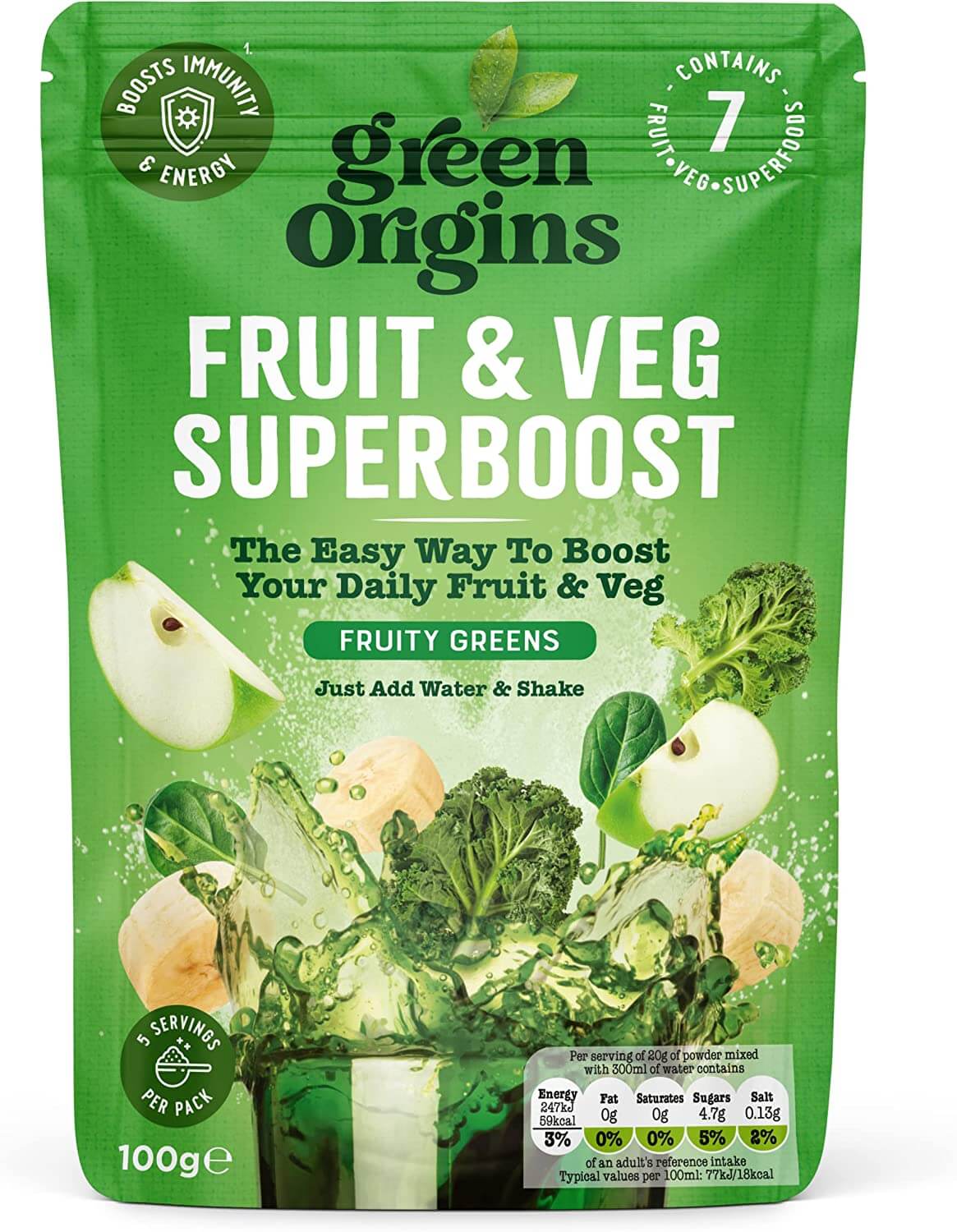 Läs mer om Green Origins Fruit & Veg Superboost - Fruity Greens 100g