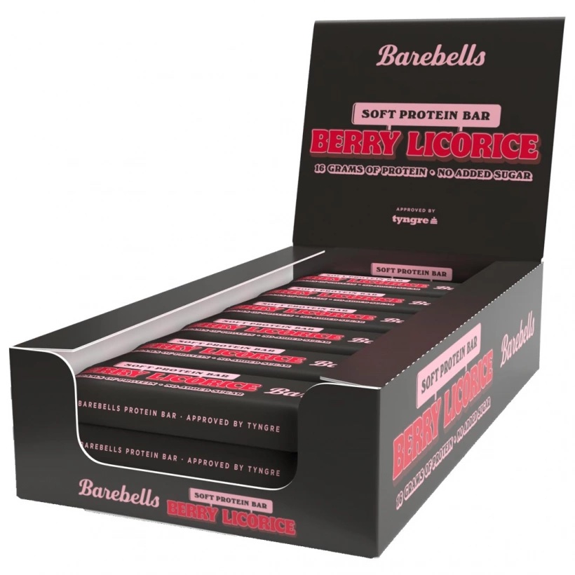 Läs mer om Barebells Soft Bar Berry Licorice 55g x 12st