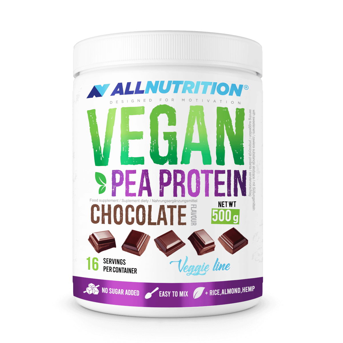 Läs mer om Allnutrition Vegan Pea Protein - Chocolate 500g