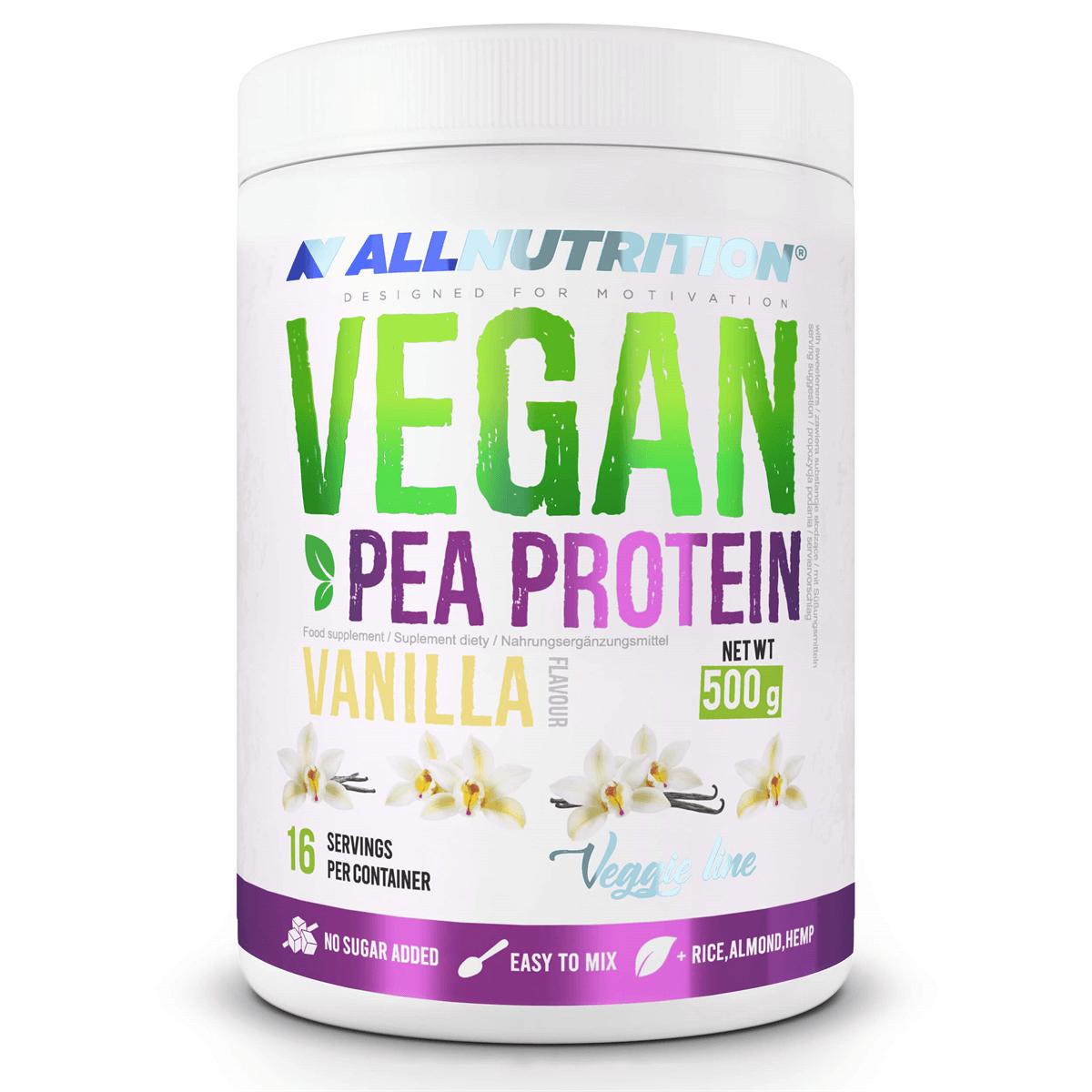 Läs mer om Allnutrition Vegan Pea Protein - Vanilla 500g