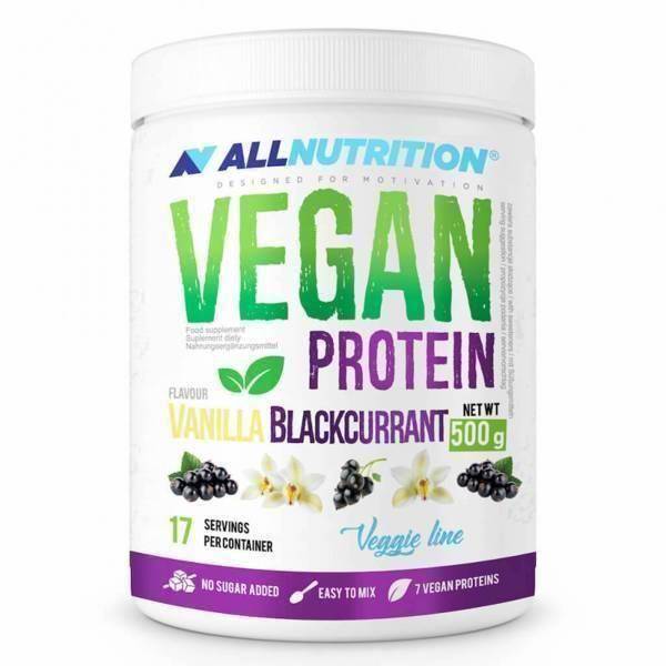 Läs mer om AllNutrition Vegan Protein Vanilla Blackcurrant 500g