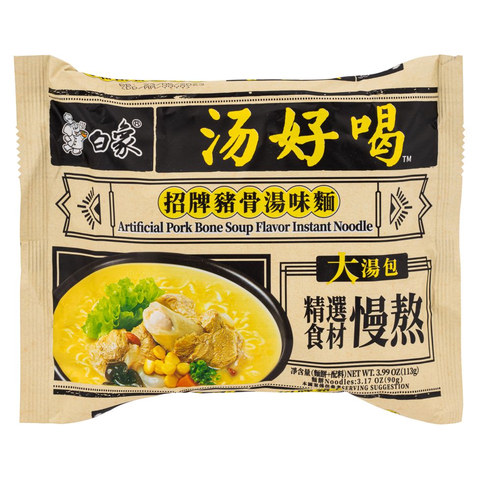Läs mer om Baixiang Instant Noodles Pork Bone Flavour 113g