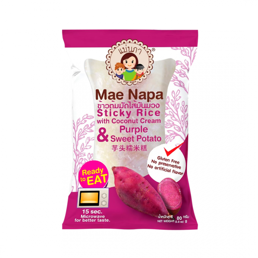 Läs mer om Mae Napa Sticky Rice Cake Coconut Sweet Potato 80g
