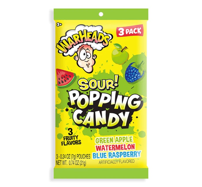 Läs mer om Warheads Sour Popping Candy 3-Pack 21g