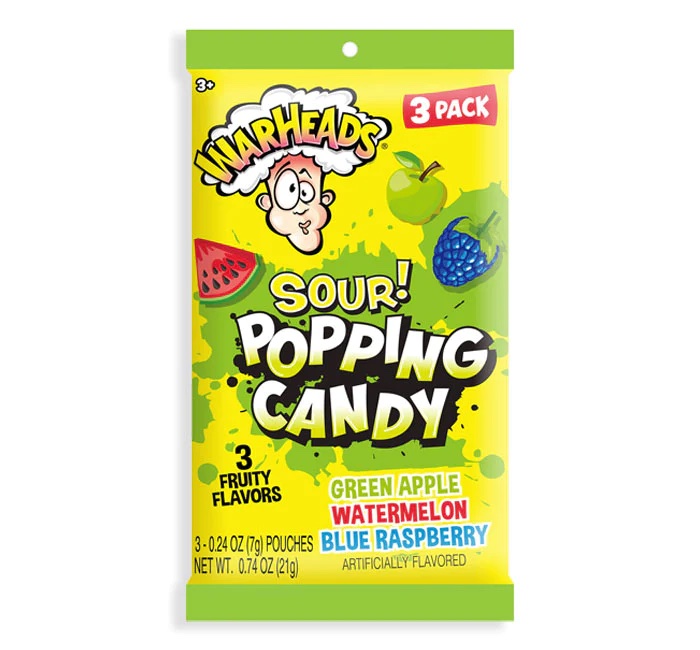 Warheads Sour Popping Candy 3-Pack 21g