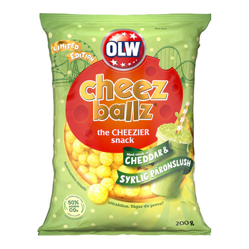 Köp OLW Cheez Ballz Cheddar & Syrlig Päronslush 200g(BF20231009