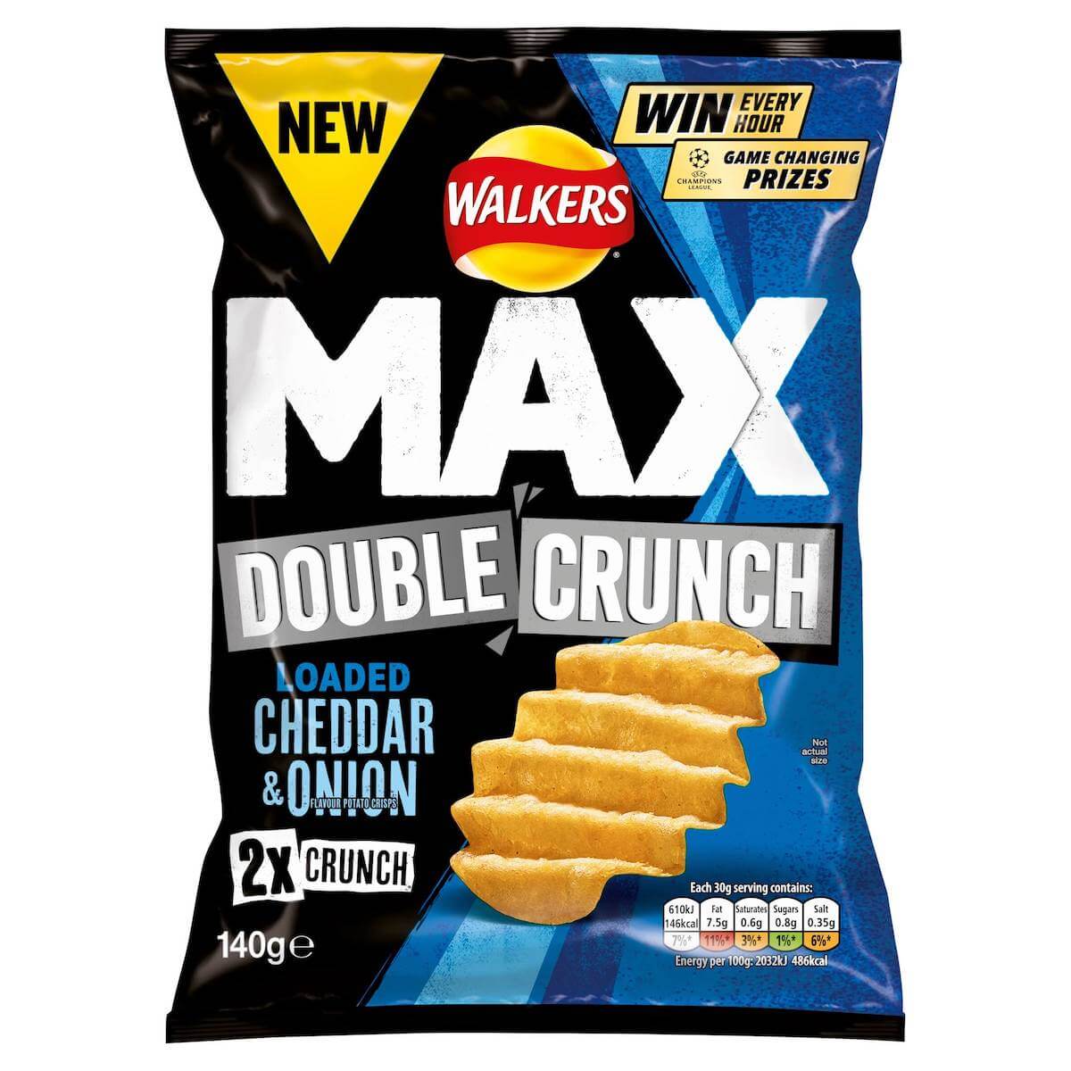 Läs mer om Walkers Max Double Crunch Cheese & Onion 140g