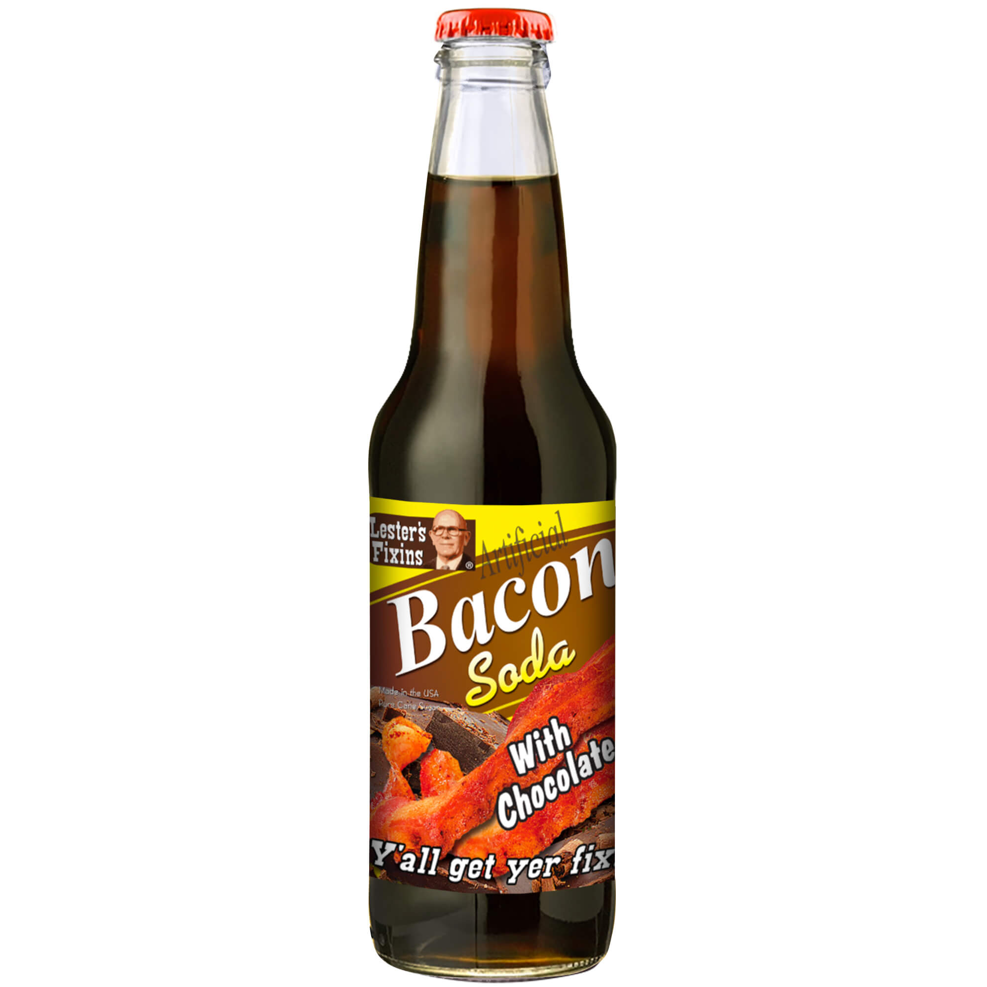 Läs mer om Rocket Fizz Lesters Fixins - Bacon with Chocolate Soda 355ml