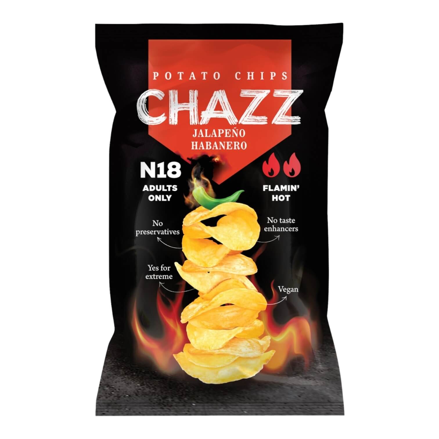 Läs mer om Chazz Jalapeno & Habanero Potato Chips 90g